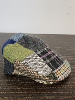 John Hanly Ireland New Wool Patch Donegal Tweed Hat OS